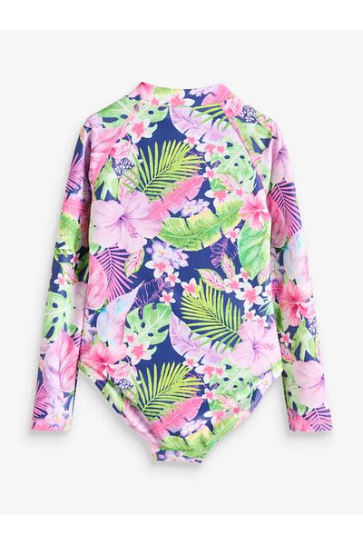 Next Baby Sun-Proof Upf50 One-Piece Navy Blue Tropical Print Long Sleeve Swimsuit Alye76818
