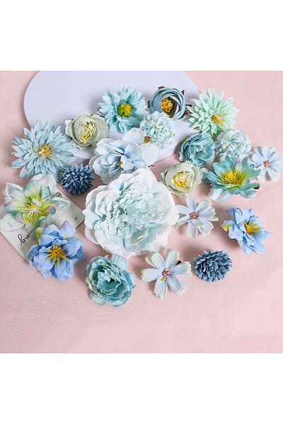 Choice 21Pcs Blue Multicolor Mixed Artificial Flowers Silk Rose Fake Flowers for Home Decor Wedding Decorat