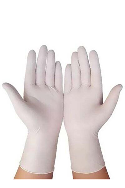 HALAMODO 100-Pieces Powder Free Latex Gloves White Medium