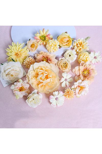 Choice 21Pcs Yellow Multicolor Mixed Artificial Flowers Silk Rose Fake Flowers for Home Decor Wedding Decor