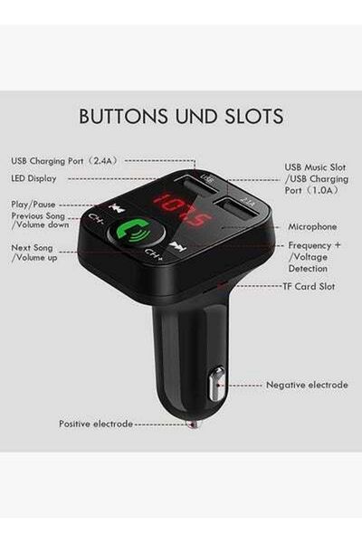 HALAMODO Car Audio Modulator Wireless BT Handsfree FM With USB Auto Charge