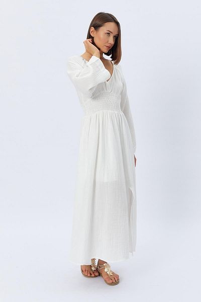 Le Savu Shılsee Women's Slit White Muslin Dress