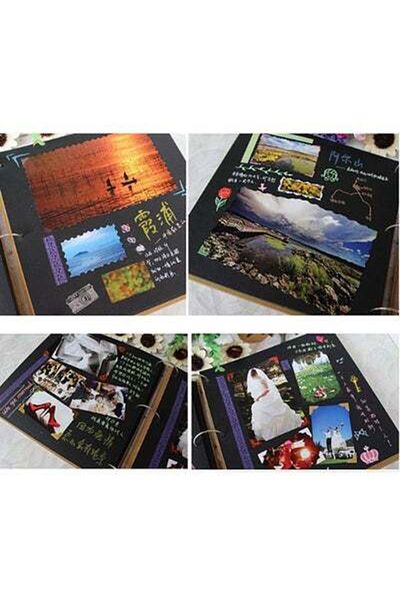 HALAMODO Wooden Cover Photo Album Brown/Red 29x29cm
