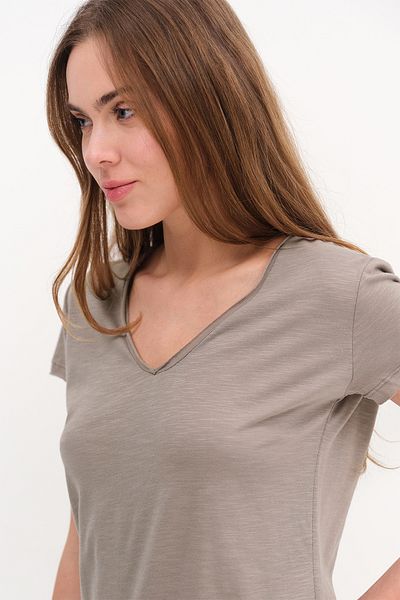 Addax V-Neck Basic Modal T-Shirt P0369