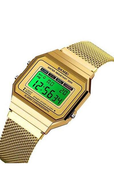 HALAMODO Men's LED Curved Mirror Design Wrist Watch 1639-GD