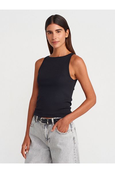 Dilvin 21048 Halter Neck Top-Black