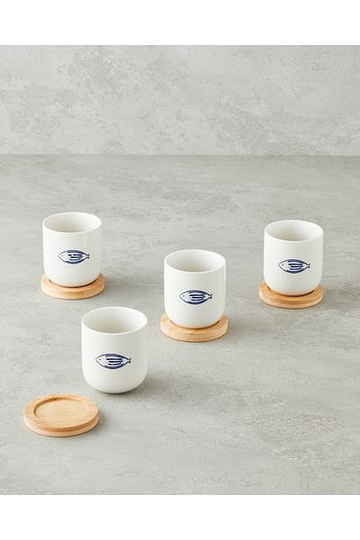 English Home Marinique Stoneware 8 Pieces of 4 Persons Cups 150 ml Blue