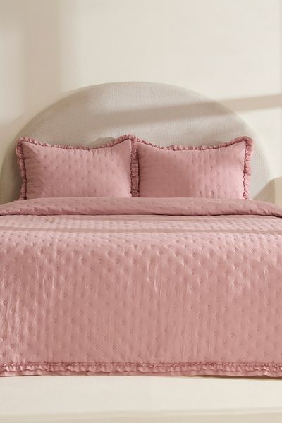 Karaca Home Ophelia Double Krush Bedspread Set Dusty Rose