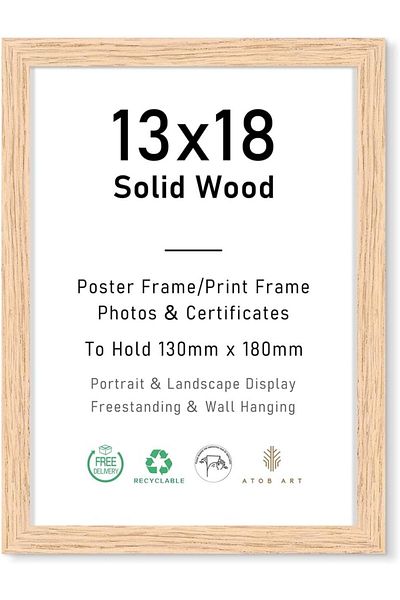 Arob Art photo frame, solid wood/plexiglass/MDF, natural, 14.5 x 19.5 cm