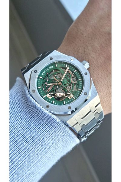 Raymond Rym-1012 Raymond Automatic Men's Wristwatch - Sapphire Glass and Stainless Steel - 2 Years Warranty