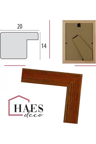 HAES DECO classic photo frame, plastic/glass/MDF, brown, 19 x 14 x 1.6 cm