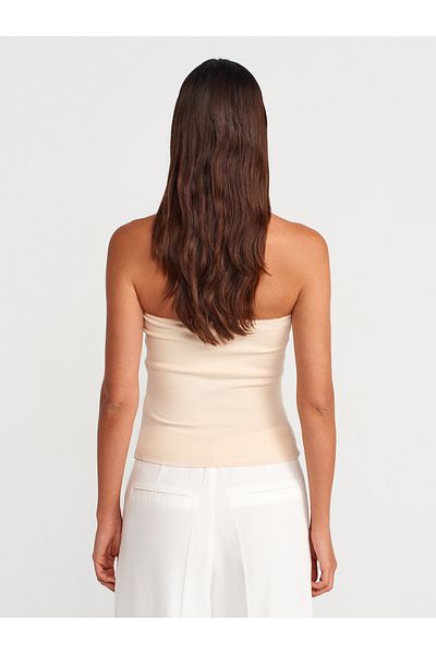 Dilvin 31557 Rose Detailed Strapless Ball-Stone