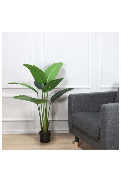 DRAMA HOME Artificial Banana Tree in a Green/Black Pot 120cm
