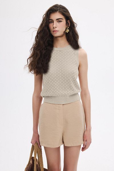 SHERIN Stone Openwork Knitwear Blouse
