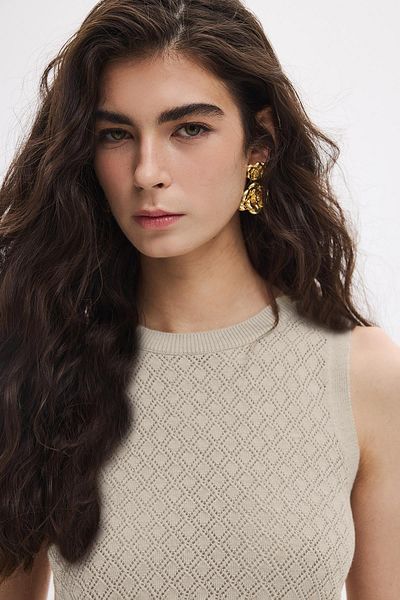 SHERIN Stone Openwork Knitwear Blouse