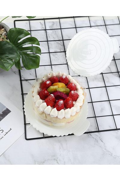 Yizish Set of 3 Yizish cake plates, plastic, white, 15/ 20/ 25 cm