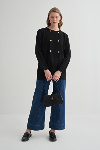 VESNA Kruvaze Maxi Çelik Örme Hırka