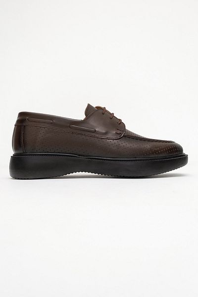 maximoda Pantofi pentru bărbați din piele, de vară, perforați, respirabili, cu talpă înaltă, din piele interioară și exterioară