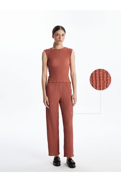 LC Waikiki Pantaloni de damă texturați cu talie elastică