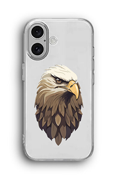 SUPER FRAME iPhone 16 Uyumlu Kartal Desenli Silikon Şeffaf Telefon Kılıfı