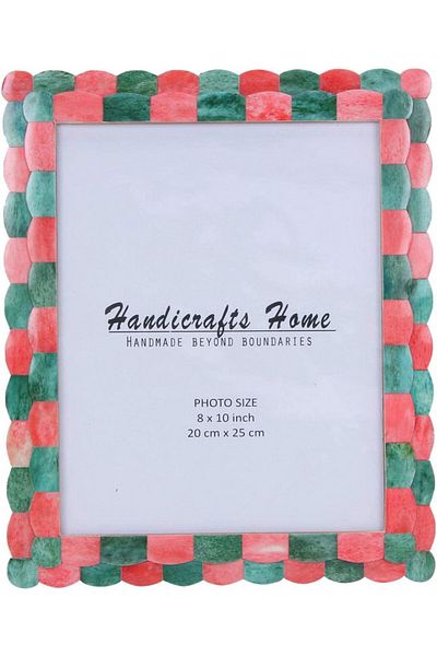 Handicrafts photo frame, MDF/metal/plexiglas, red/green/natural, 20 x 25 cm
