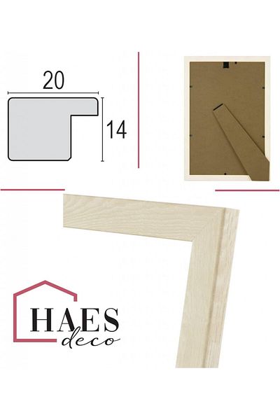 HAES DECO rama foto clasica, plastic/sticla/MDF, crem, 15,8 x 21 x 1,4 cm