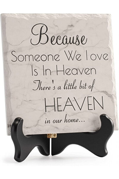 LukieJac Placă memorială cu suport LukieJac, marmură/lemn, alb/gri/negru, 19 ...