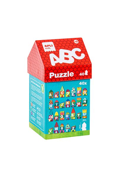 Apli Kids Puzzle ABC, 40 piese, Apli, litere mari tipar Alfabet, +3 ani, in cutie casuta