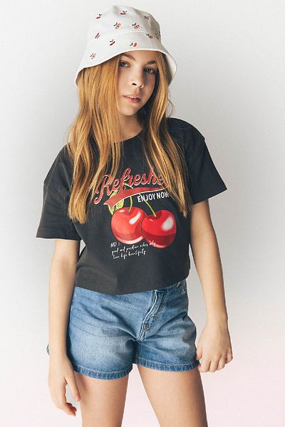 DeFacto Girl's Crew Neck Printed Short Sleeve T-Shirt E0384A825Sm