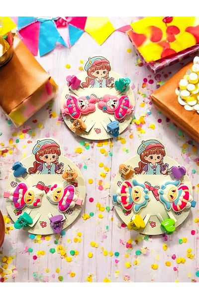 Shoebuo Children's Buckle Set of 3 Gifts Cute Figured Girls Mixed Color