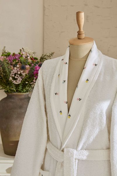 Karaca Home Hera Embroidered 100% Cotton Bathrobe Set S/M