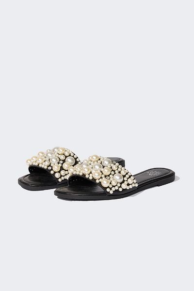 DeFacto Women's Pearl Detailed Single Strap Flat Sole Slippers E2499Ax25Sm
