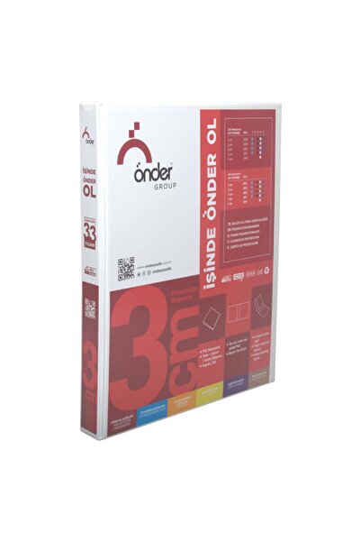 Önder Folder cu 2 inele cu buzunare din PVC 3 cm - Alb