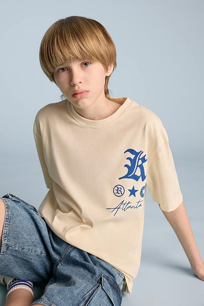DeFacto Boy Oversize Wide Fit Crew Neck Printed Short Sleeve T-Shirt B6165A825Sm