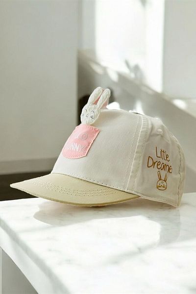 Minigimin Cicileri My Little One's Cicileri (0-18 Months) Rabbit Detailed Little Print Baby Girl Cap - Beige