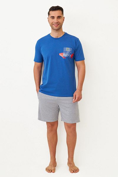 Katia&Bony Ανδρικό Σετ Πιτζάμες Frill Wave Fish Shorts Navy Blue