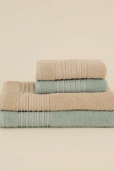 Karaca Home Line Soft 100% бавовна 4-предметний набір для лазні Бежево-пудровий
