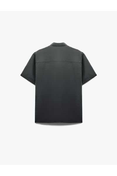 Koton Buttoned Classic Collar Flap Pocket Detailed Regular Fit Viscose Short Sleeve Shirt