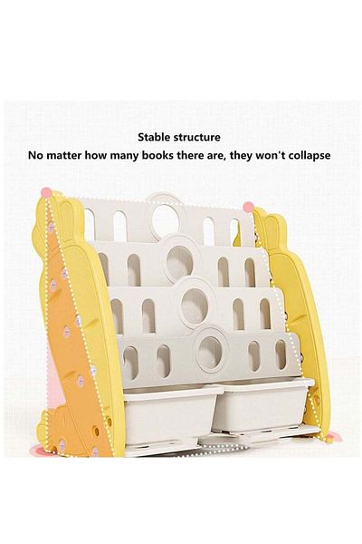 COOYA 2 in 1 children's bookshelf,with 2 toy storage boxes,easy to install,for book storage display,yellow