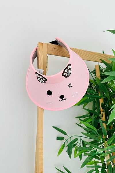 Minigimin Cicileri My Little One's Cicileri (6-12 Years) Children's Visor Hat with Teddy Bear Detail - Pink