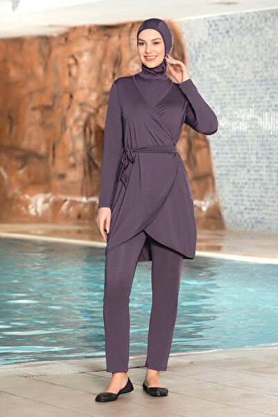 REMSA 3 τεμάχια Pareo Lycra Full Covered Hijab Μαγιό 1252-30 Μωβ