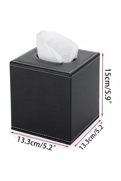Generic علبة مناديل سيارة من الجلد الصناعي من إيست ليدي، أسود، 13 × 13 سم