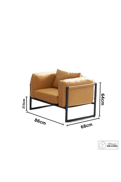 SCY Desdemona Metal Ayak 2+1 Ofis Mobilya Suni Deri Lobi Bekleme Alanı Koltuğu Oturma Odası Koltuk Takım