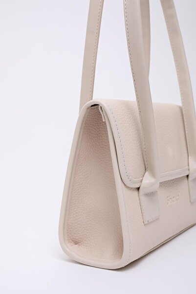 TENA Women's Cream Single Compartment Snap Fastener Handbag and Shoulder Bag Stn-Cream