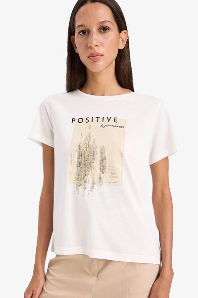 DeFacto Regular Fit Crew Neck Printed Short Sleeve T-Shirt F3044Ax25Sp