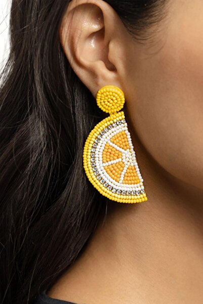 New Obsessions El Yapımı Boncuklu Limon Küpe