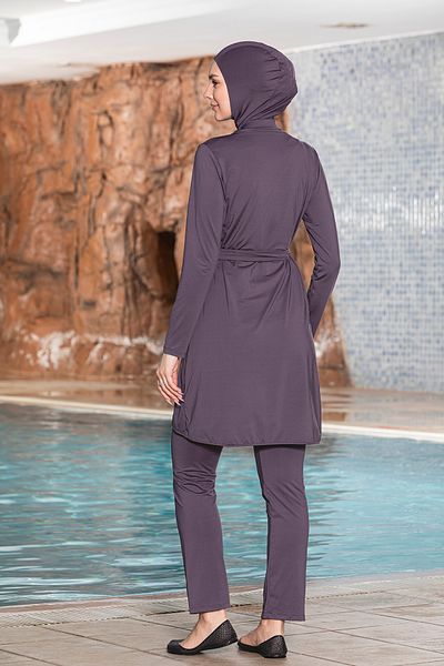 REMSA 3-Piece Pareo Lycra Full Covered Hijab Swimsuit 1252-30 Purple