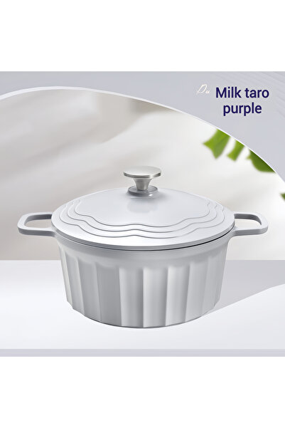 Yelajoy Multifunctional enamel cookware, large capacity, double handle, fast heating, easy to clean, purple