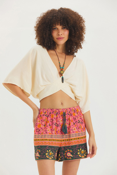 Clandestino Літні міні-шорти з еластичним поясом і візерунком, рожеві