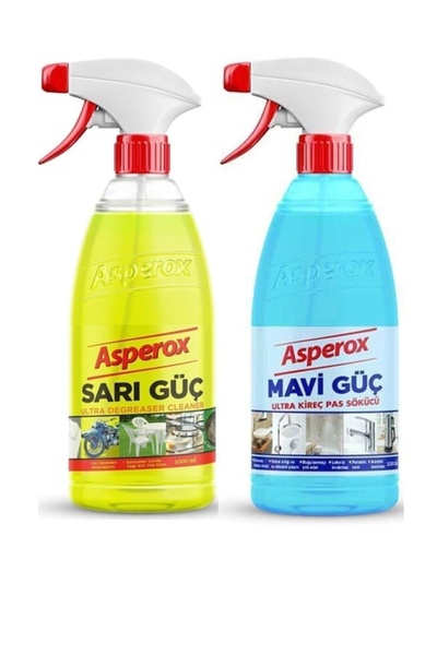 ASPEROX Ultra Sarı Güç Yağ Sökücü 1 Lt & Mavi Güç 1 Adet